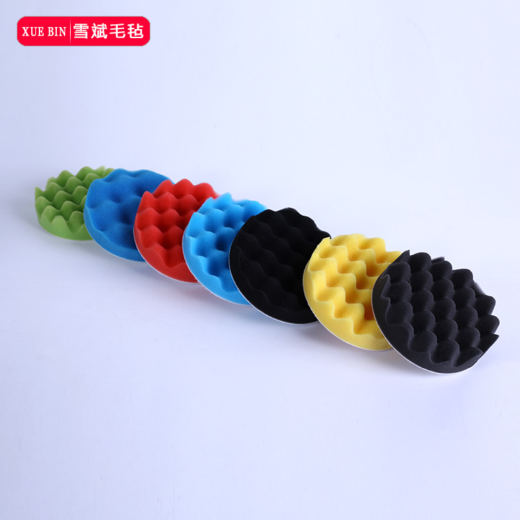 汽车美容抛光打蜡封釉套装海绵轮波浪抛光轮多色可选型号