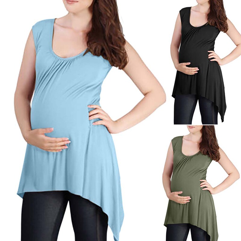 AliExpress ebay Hot Maternity Wear European and American wish Foreign Trade Loose Large Size Irregular Women Sleeveless Top