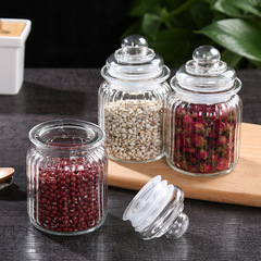 Kitchen glass sealed jar food seasoning coarse grain storage jar honey jar transparent tea canning jar jam jar storage jar