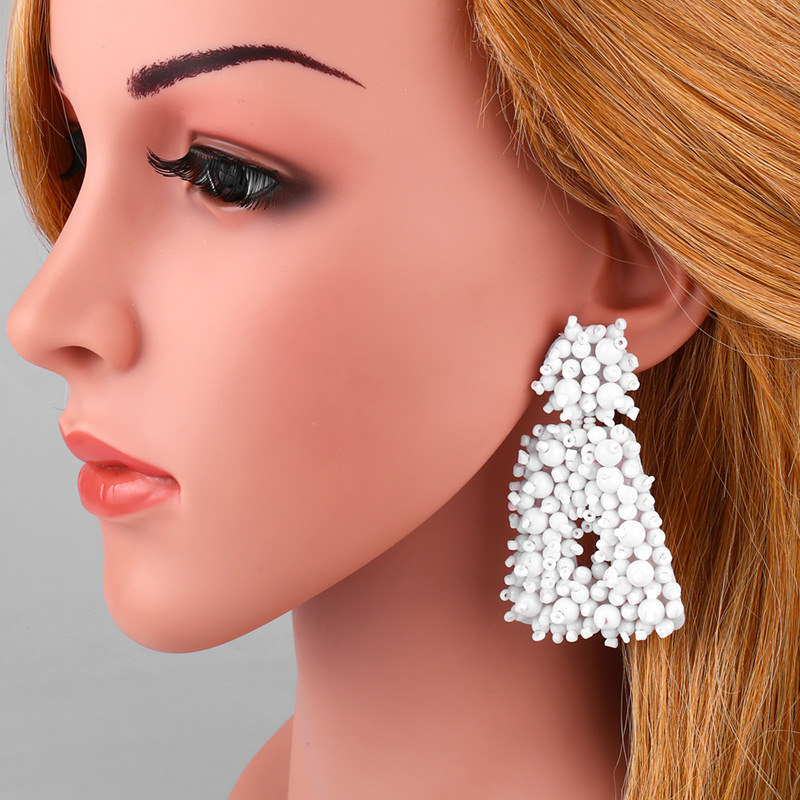 New Metallic Beige Beads Earrings Earrings Female display picture 2