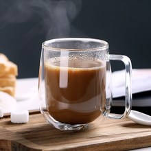 高硼硅雙層玻璃杯隔熱透明茶杯創意水杯咖啡杯果汁飲料杯子