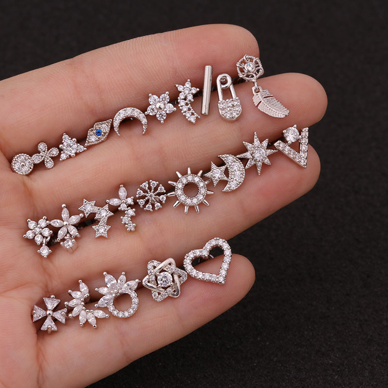 Ear Cartilage Rings & Studs Lady Flower 316 Stainless Steel  Copper display picture 2