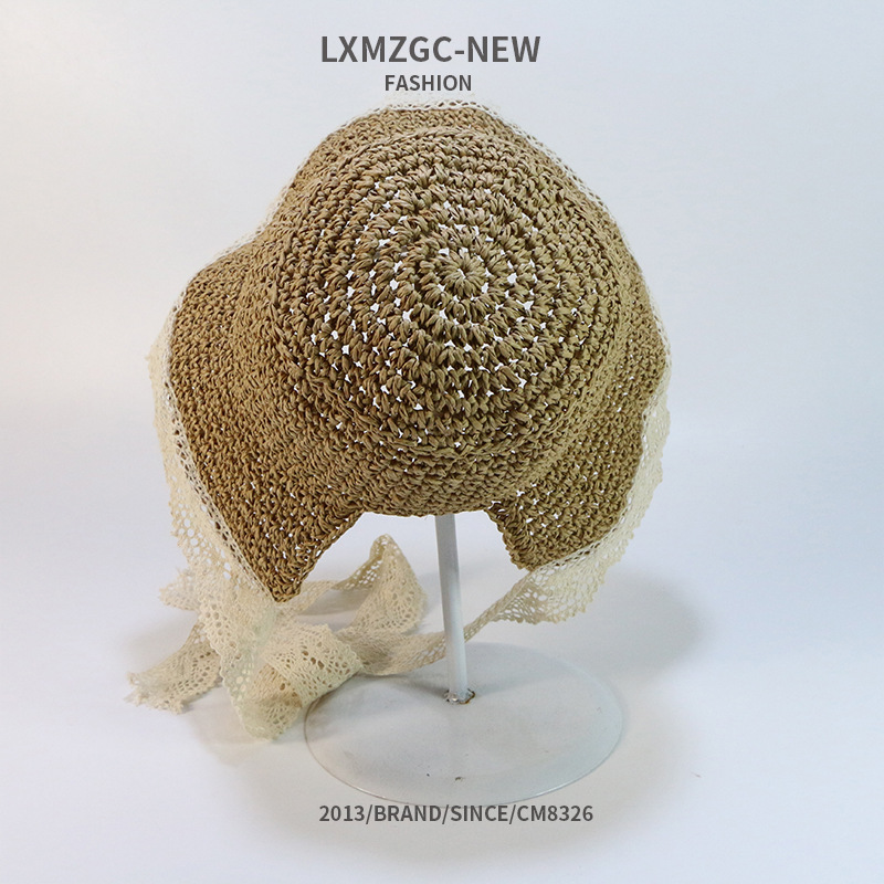 Children's Lace Strap Straw Hat display picture 2