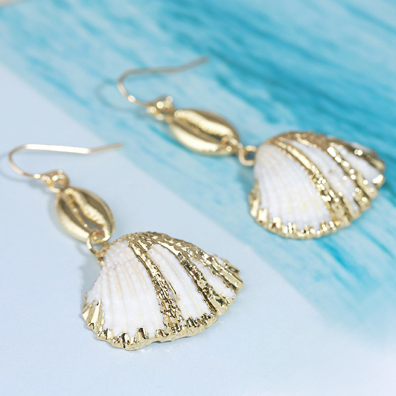 Fashion Natural Shell Earrings Bohemian Geometric Earrings Jewelry Wholesale Nihaojewelry display picture 3