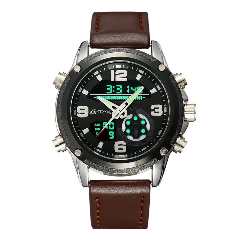 Nuevo STRYVE hombres multi-función deportes impermeable reloj electrónico Calendario de cuarzo correa de sincronización reloj S8017