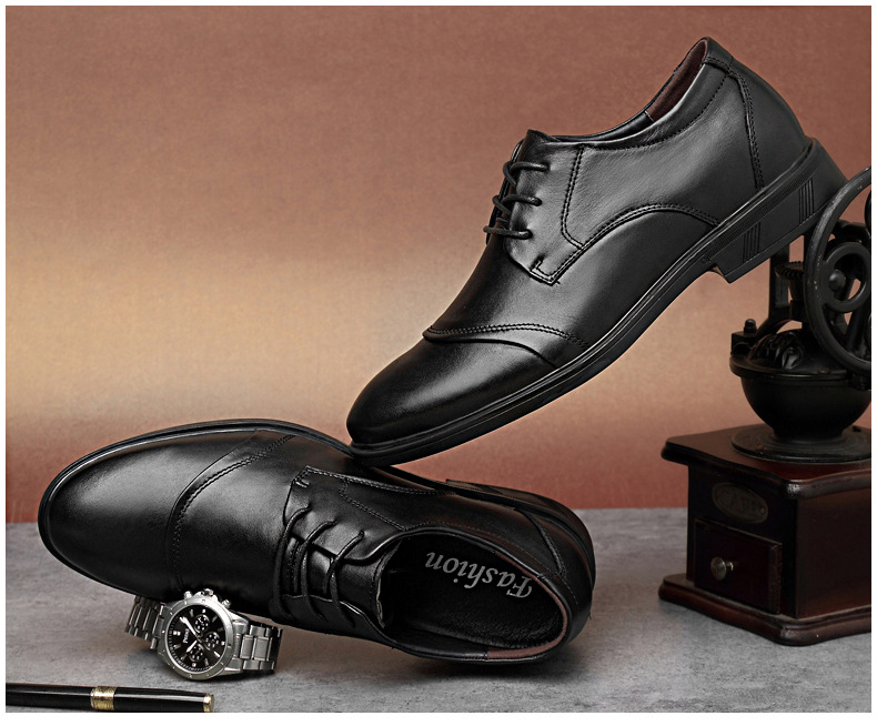 Scarpe uomo pelle stringate casual eleganti rialzate comode_voghion.com