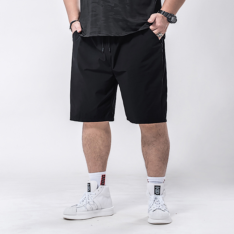 K70728 纯色锦纶气眼短裤春夏薄款大码男装胖子宽松中裤运动休闲