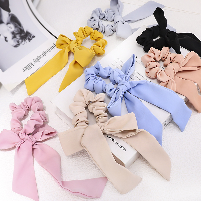 Bowknot Bandeau Japon Et Corée Du Sud Doux Tout-couleur Assortie Solide Tissu Artisanat Gros Intestin Anneau En Caoutchouc Bande De Cheveux Accessoires display picture 14