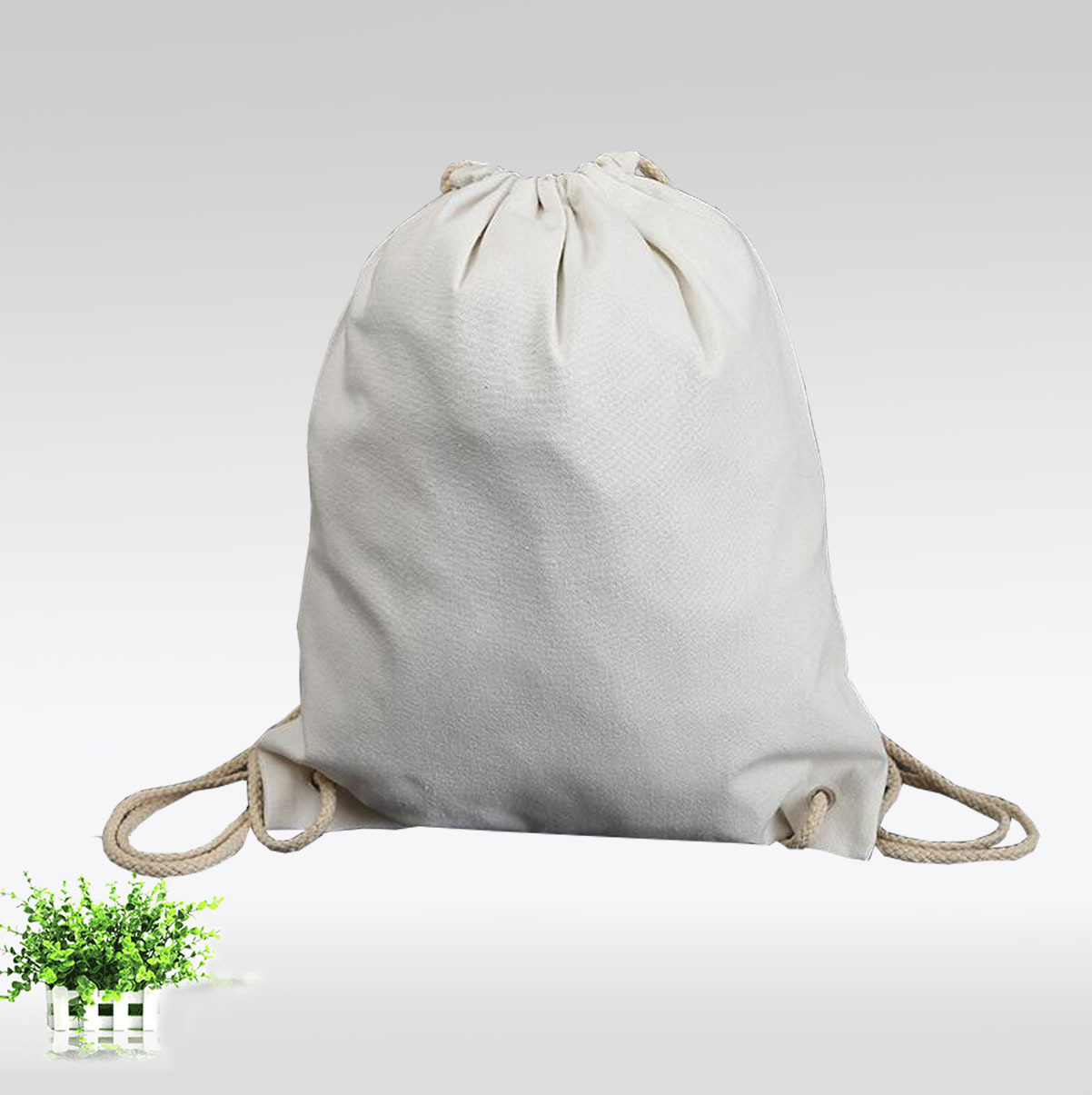 纯棉帆布束口袋定做 帆布背包袋 胚色帆布拉绳袋 可加印logo