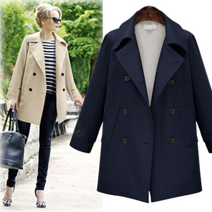 European and American autumn and winter double breasted wool coat