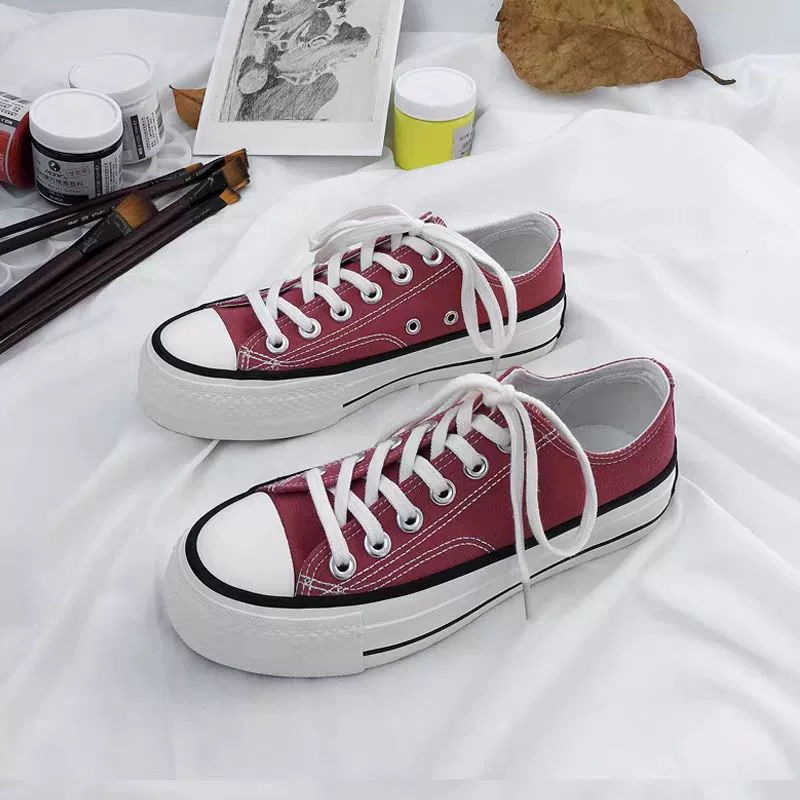 Женские парусиновые туфли на толстой подошве в стиле k, новинка 2024, Harajuku, универсальные студенческие туфли в гонконгском стиле, удлиняющие туфли для трибутымии