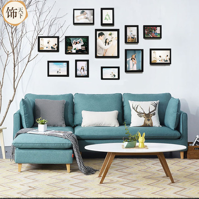 厂家直销木质质感黑色组合相框创意经典照片墙组合款2019一件代发