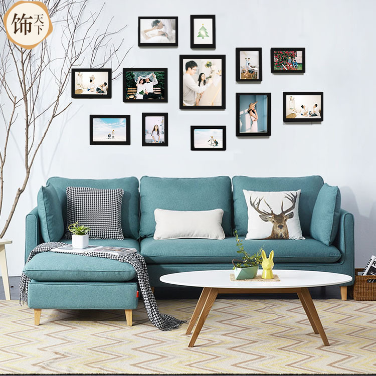 厂家直销木质质感黑色组合相框创意经典照片墙组合款2019一件代发