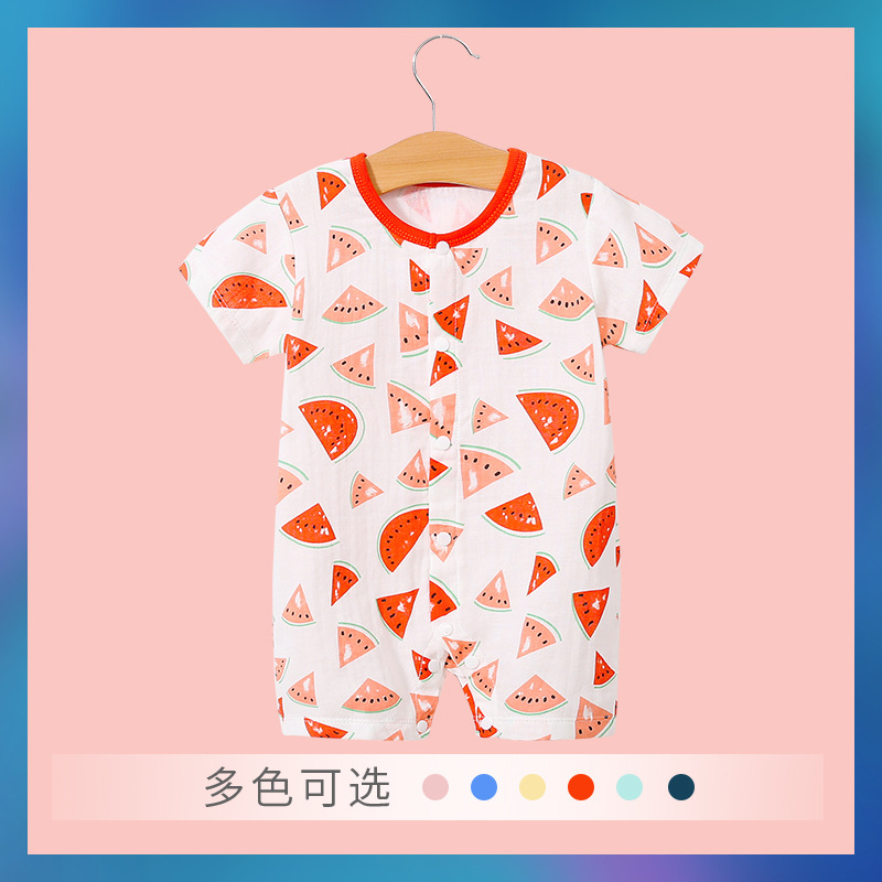 寶寶紗布哈衣 2019薄款舒適短袖夏天新生兒睡衣廠家直銷現貨