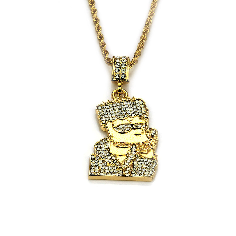 Collier figurine incrusté de diamants bijou tendance pour femme_voghion.com