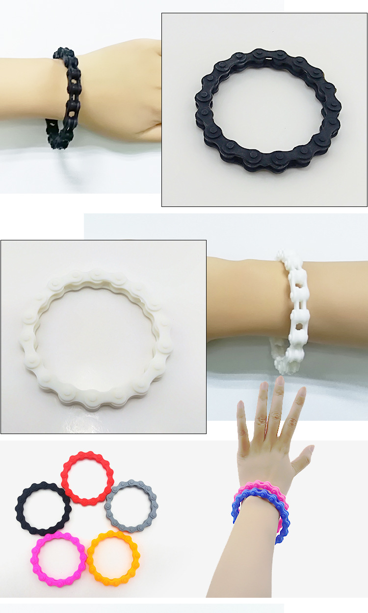 自行车链条造型硅胶手环_硅胶车链手环