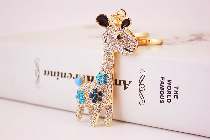 50g Weight Alloy, Metal Material Giraffe Pattern Unisex Gender Pink, Purple, Blue Color  Creative Diamond Crystal Cute Cartoon Cute Giraffe Keychain 2