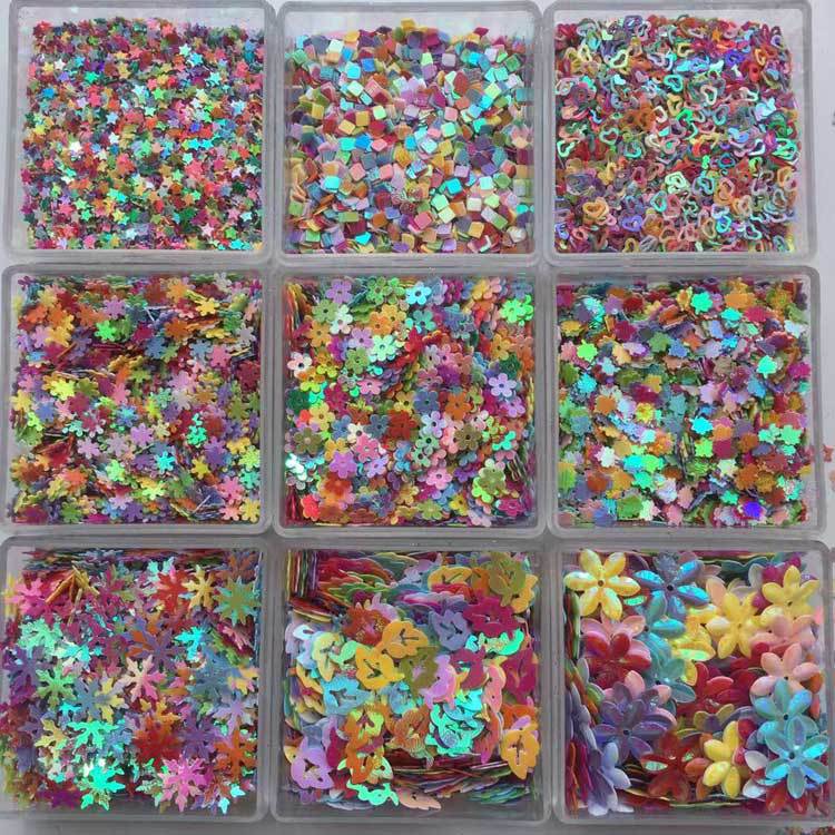 35g Mixed Color Five-Star Heart Tree Leaf Maple Flower Glitter Slime Crystal Clay Epoxy DIY Material