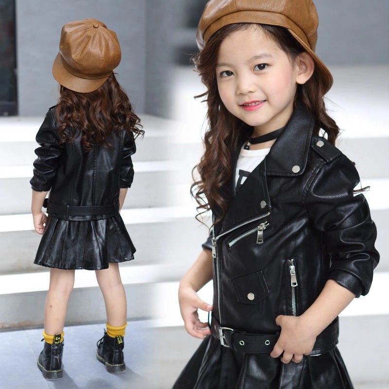 Fashion Solid Color Pu Girls Outerwear display picture 3
