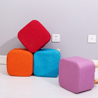 时尚创意家用实木换鞋凳试鞋凳布艺凳子成人儿童小板凳可广告定制|ms
