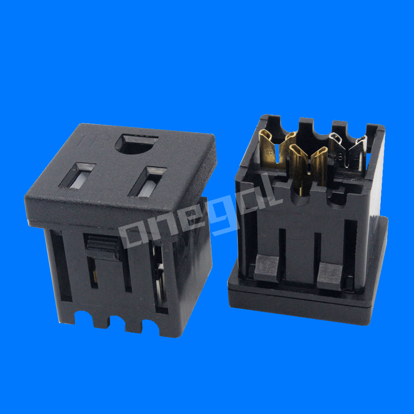 现货15A125V TR美规美式美标极性三孔5-15R刺破式压线PDU排插插座