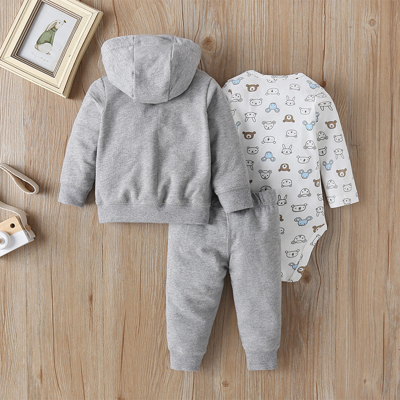 Baby Long-sleeved Hooded Sweater Three-piece Suits display picture 39