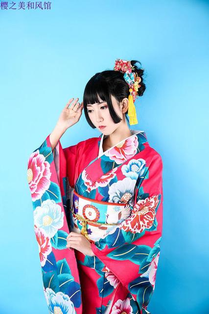 Japanese kimono Meihong Dashan Camellia Zhongzhen sleeve kimono