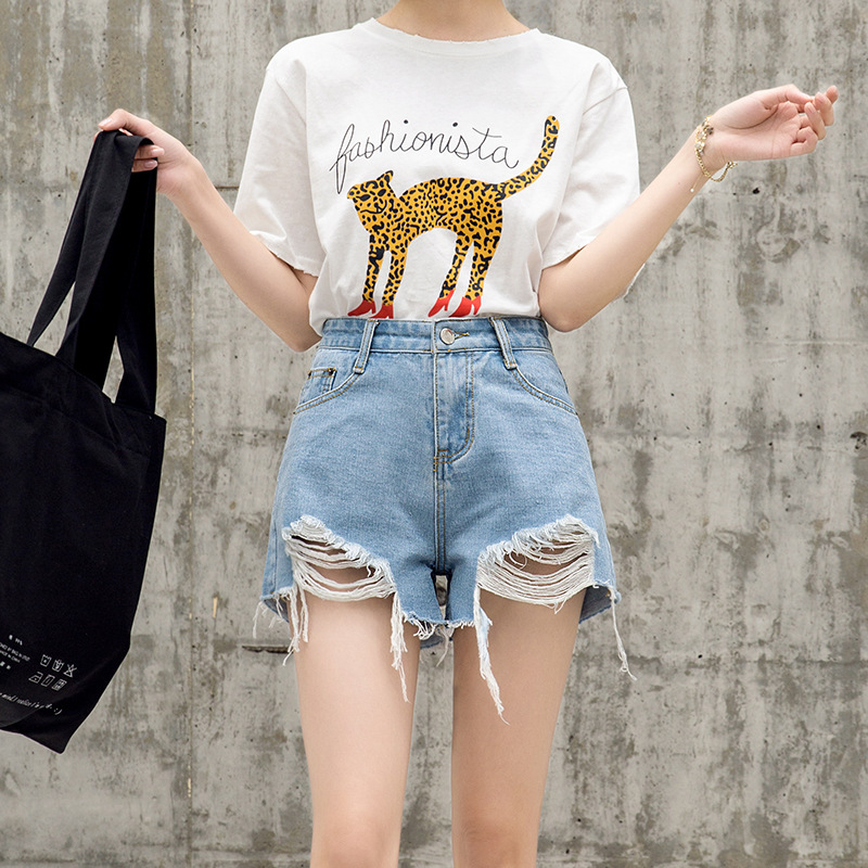 2019 summer new pattern cowboy shorts fashion leisure time hole sexy Versatile Nightclub cowboy shorts