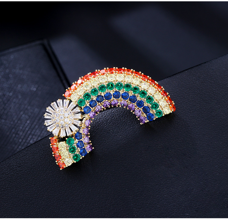 Streetwear Rainbow Copper Inlay Zircon Women's Brooches display picture 5