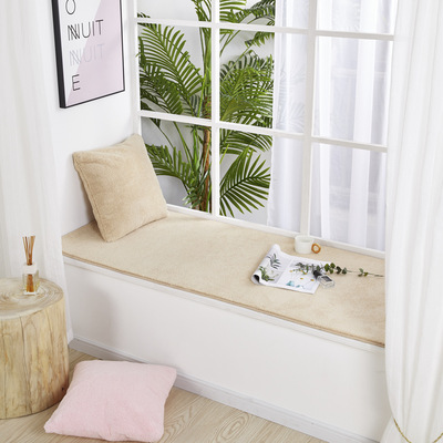 日式仿羊绒防滑飘窗垫卧室装饰榻榻米坐垫窗台毯阳台定做毛绒垫子|ms