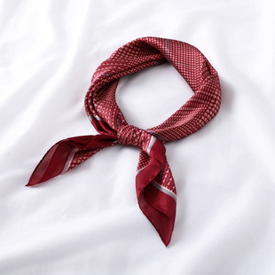 New Silk scarf small square scarf for women South Korea Korean style thin all-match decorative ins retro small fine plaid printed scarf