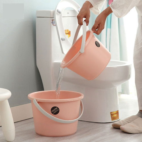 Thickened plastic household carrying bucket for laundry storage, cleaning, large size shower foot bath bucket, small size dormitory fishing bucket