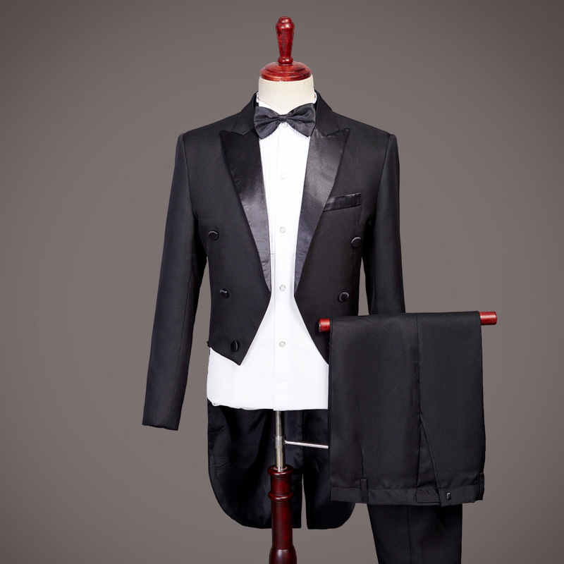 燕尾服男修身礼服西服套装男士合唱西装舞台演出服魔术男士燕尾服