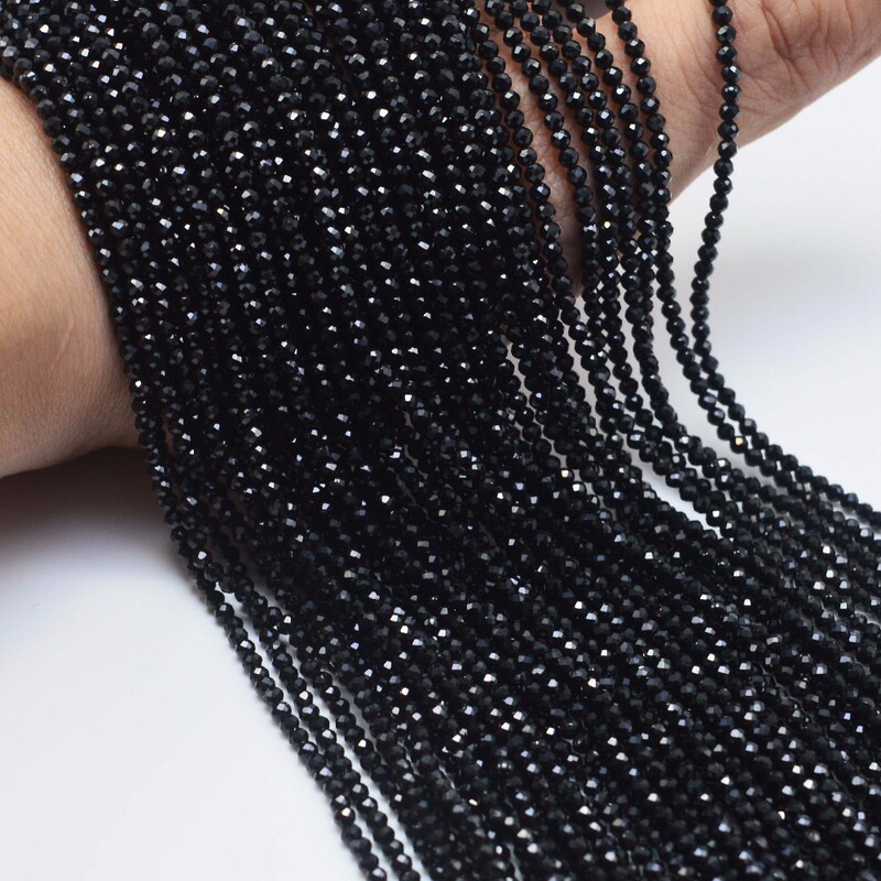 Natural Semi-Finished Black Spinel Loose Beads Faceted Black Diamond Hard Polished Spinel Loose Beads Tassel DIY Jewelry Accessories