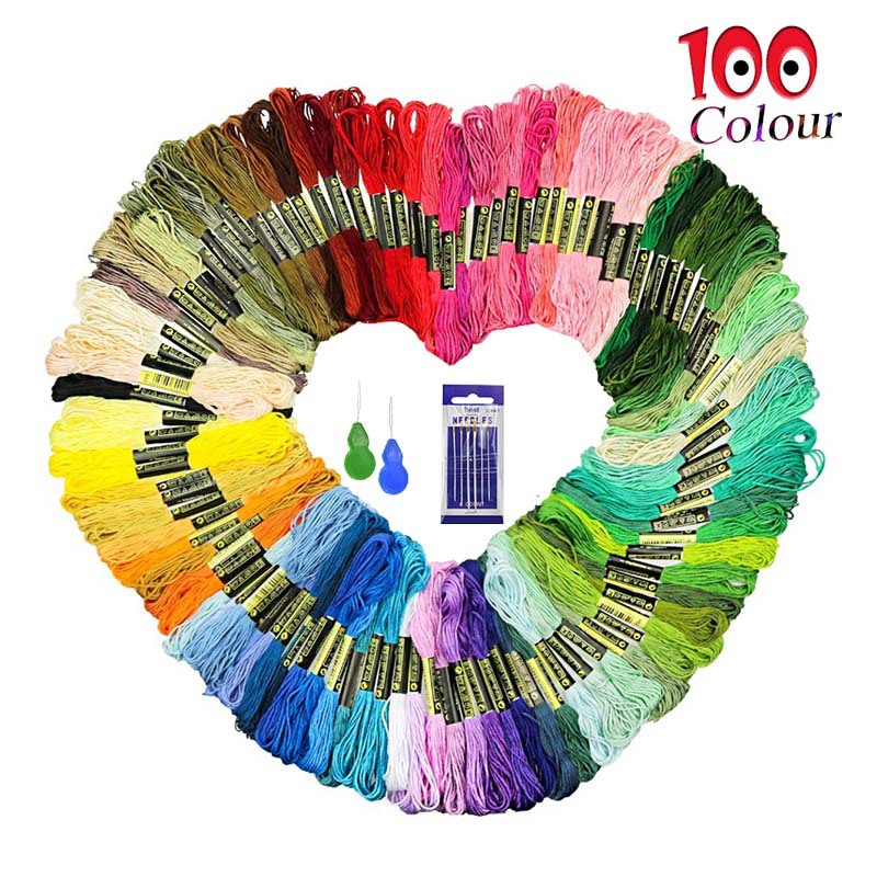 彩色棉线 dmc色号 手工diy编织手链 十字绣线绣花针刺绣线套装|ms