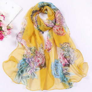 Women's Casual Flower Polyester Chiffon Scarves & Gloves display picture 1