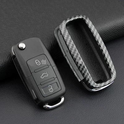 Suitable for Volkswagen car key case carbon fiber golf 6 three-key new Bora Volkswagen protective cover (Static Rod/Key Bag) - volkswagen-a-single-shell-tray