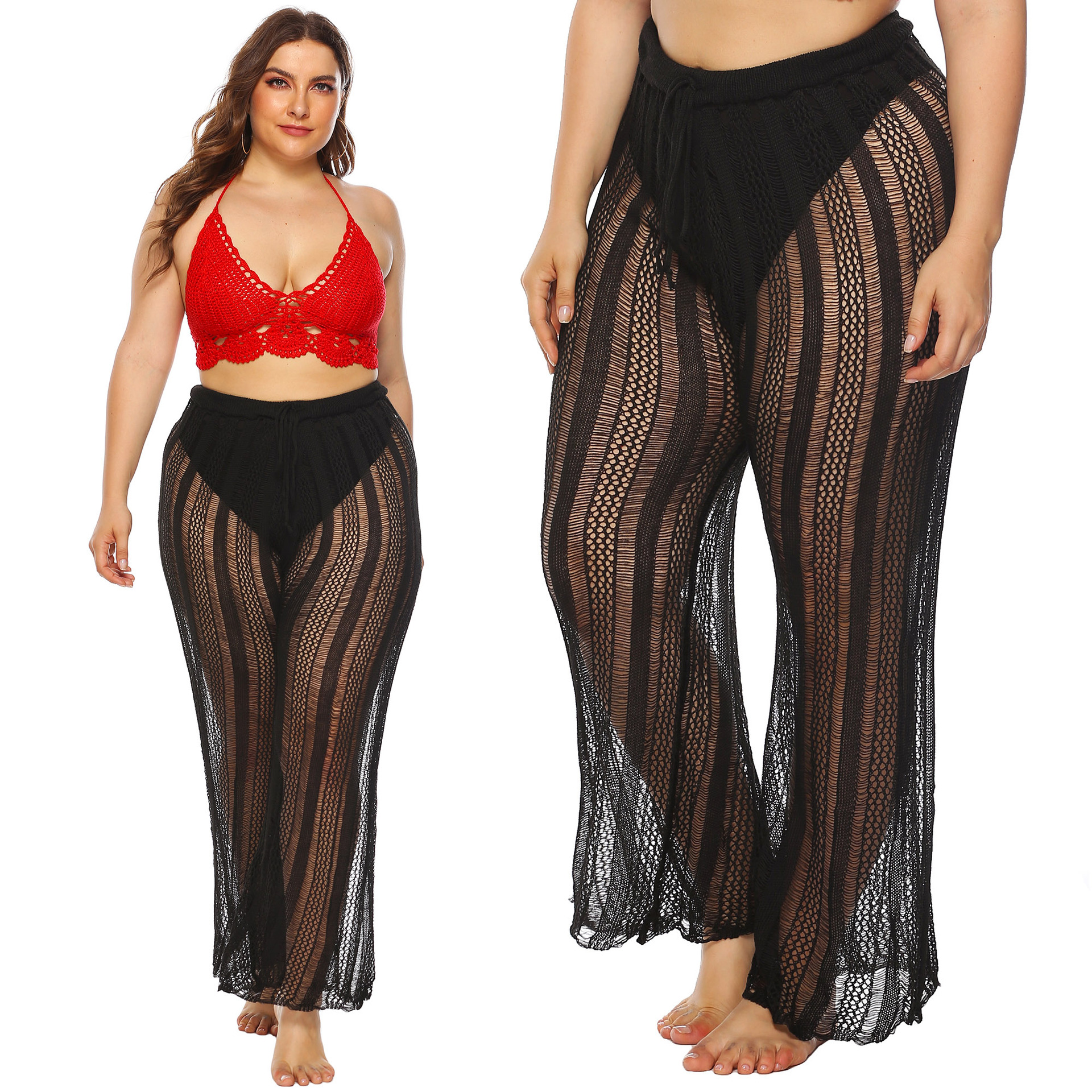 Plus size fashion knit net pants NSOY46119