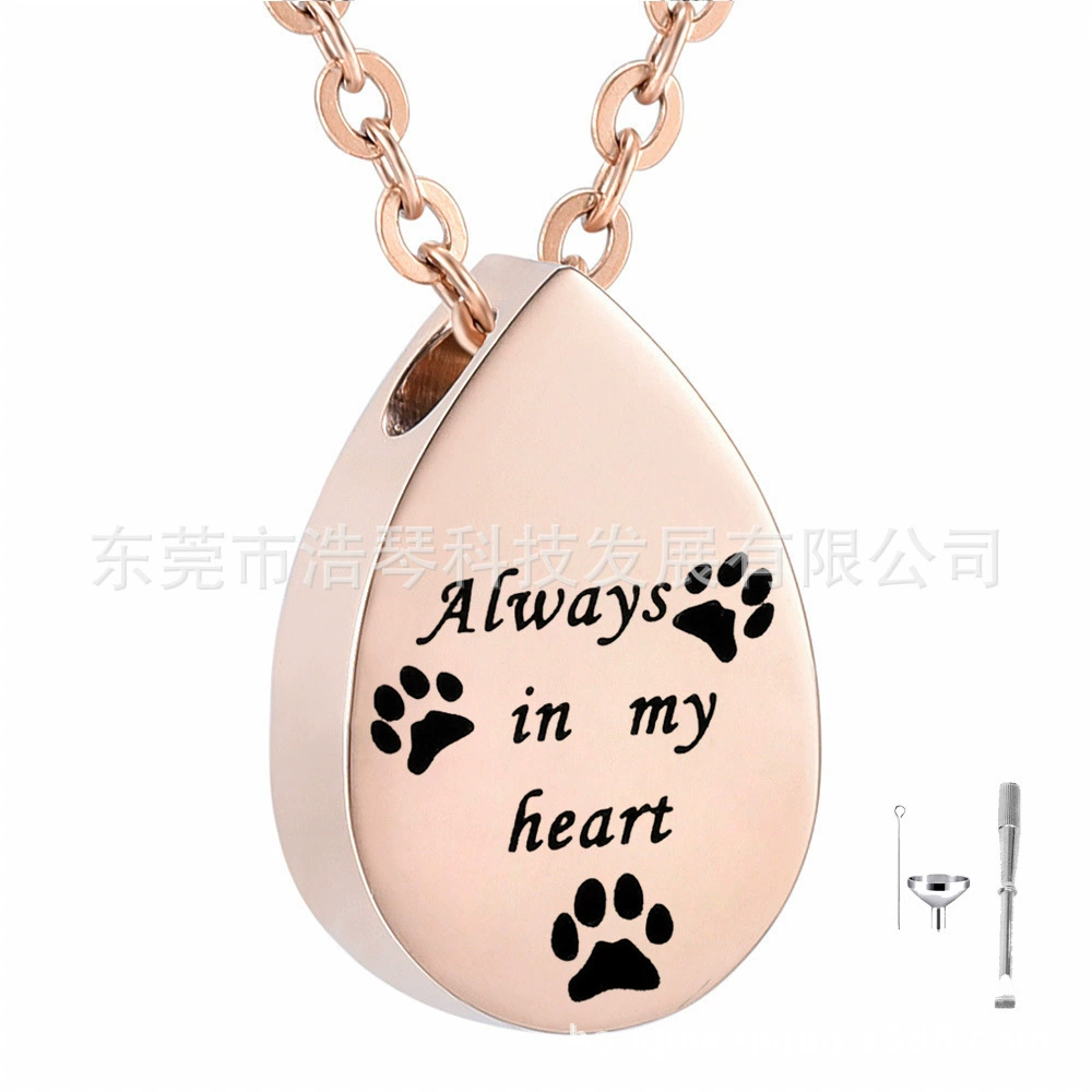 Мемориальный животное волосы остаются кости пепел ожерелье капли воды в форме лапы печати пепел кулон кремации ювелирные изделия флакон духов