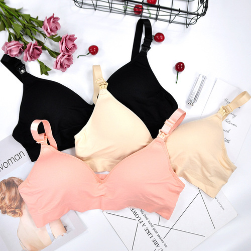 Pregnancy plus size maternity underwear seamless women's nursing bra front button push-up anti-sagging large cup bra