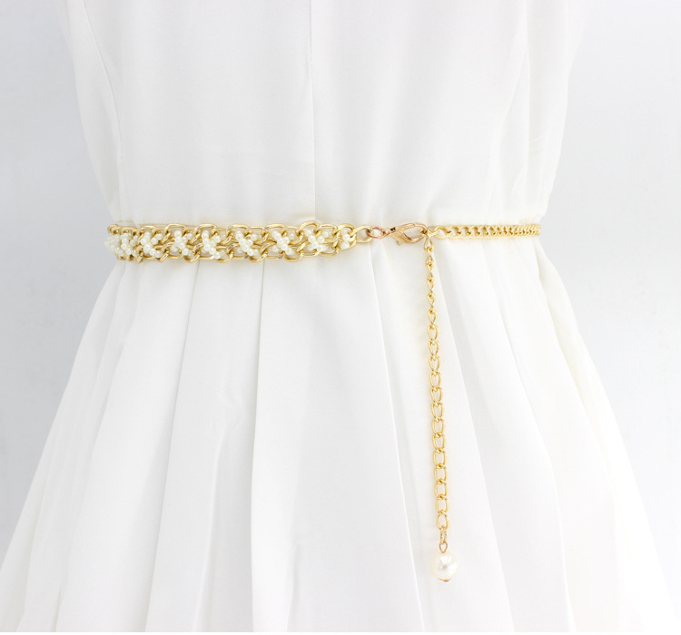 Lady Imitation Pearl Alloy Beaded Plating Women's Corset Belts 1 Piece display picture 3