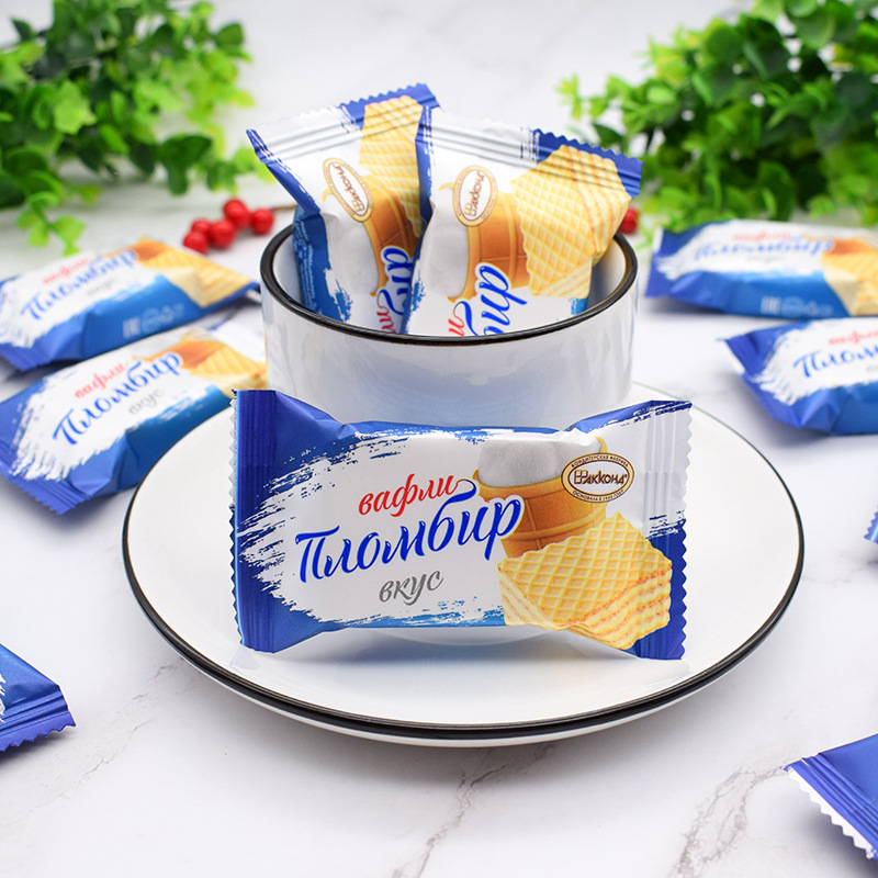 俄罗斯进口*阿孔特小农庄威化饼干网红零食休闲小吃夹心冰淇淋味