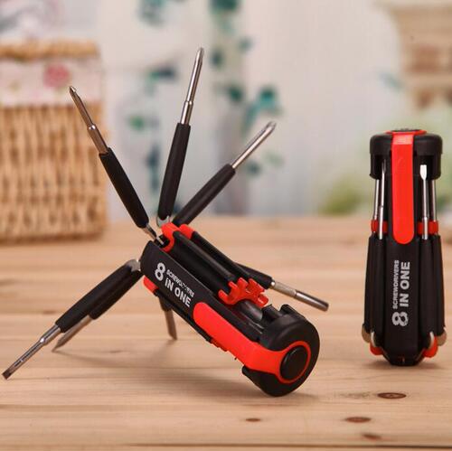 Automotive Supplies 8-in-1 Screwdriver with LED Flashlight Car Multipurpose Screwdriver Multifunctional Outdoor Tool