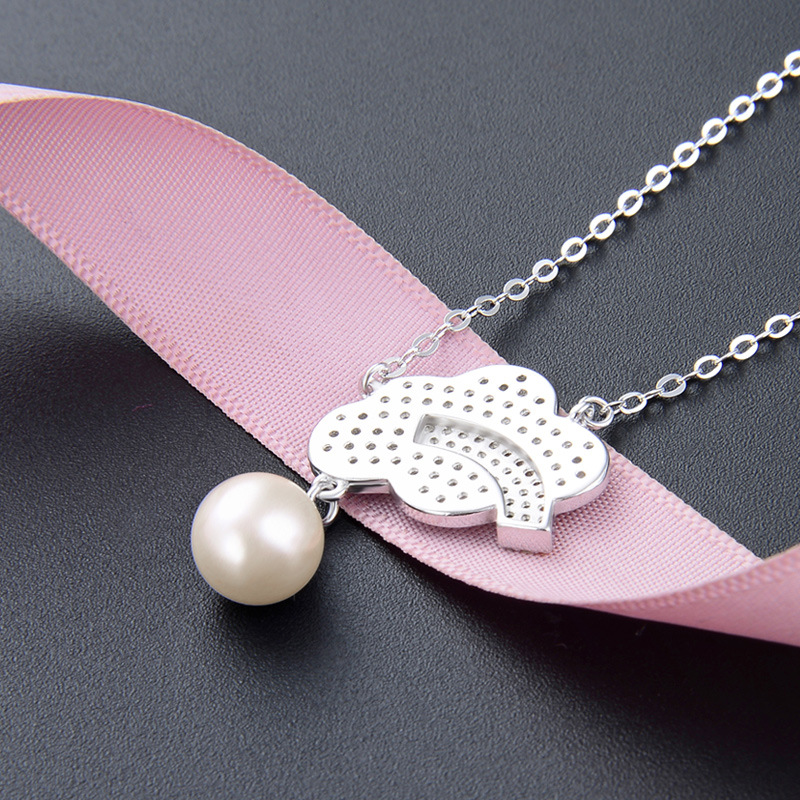 S925 plata diamante del arco iris collar de perlas de las mujeres de estilo coreano dulce fresco joyería de moda de color colgante de diamantes cadena de la clavícula