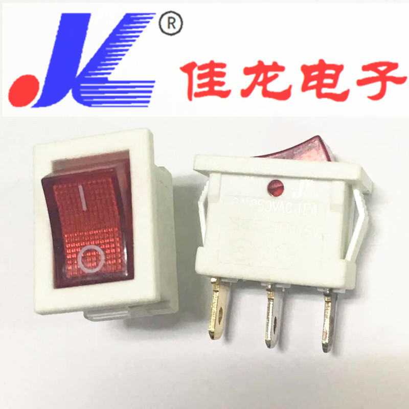 15MMX21MM白色底座红色透明盖带灯船型翘板开关KCD1-102NC