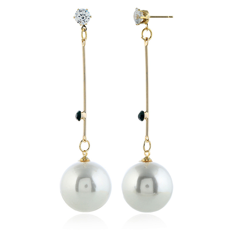 Alloy Korea Geometric earring(White pearl kc gold)Fashion Jewelry NHKQ2444-White-pearl-kc-gold
