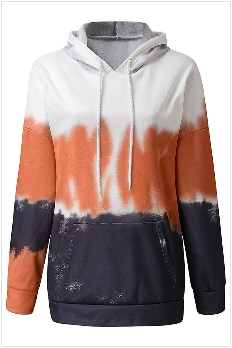 Tie-dye gradient hooded sweatershirt women loose women s pullover long-sleeved jacket  NSSI3476