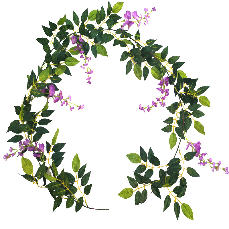 仿真紫藤花仿真豆花藤铁丝豆花条装饰假花藤蔓吊顶管道仿真花藤条