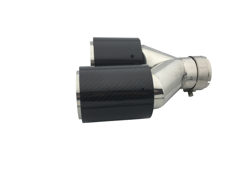 Suitable for BMW double titanium black carbon fiber tail throat 3 Series 5 series exhaust pipe modification M standard carbon fiber manufacturer