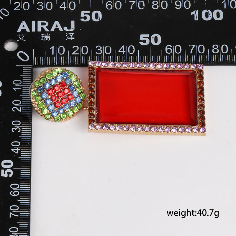 New Retro Geometric Square Red Earrings display picture 1
